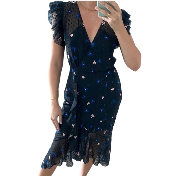 Talulah La Maison NWT Up All Night Swiss Dot Floral Embroidery Midi Dress Medium - Picture 3 of 15